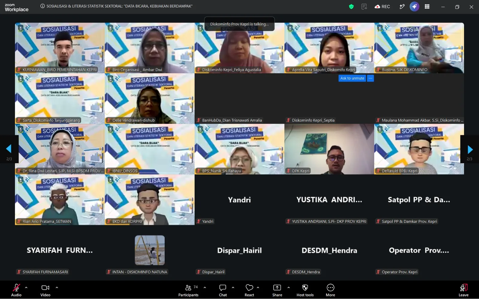 Dokumentasi kegiatan Sosialisasi dan Literasi Statistik Sektoral Series 1 (DARA BIJAK)